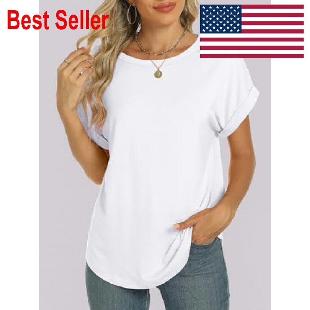 Oversized Short Sleeve Tee Summer Casual Loose Fit Basic Top Chic Minimal - Picture 4 of 8